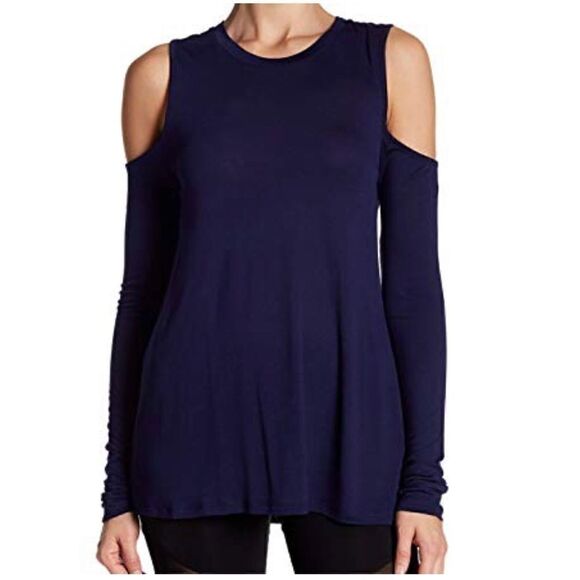 Sam Edelman NWT cold shoulder blue tee size M - Picture 1 of 7